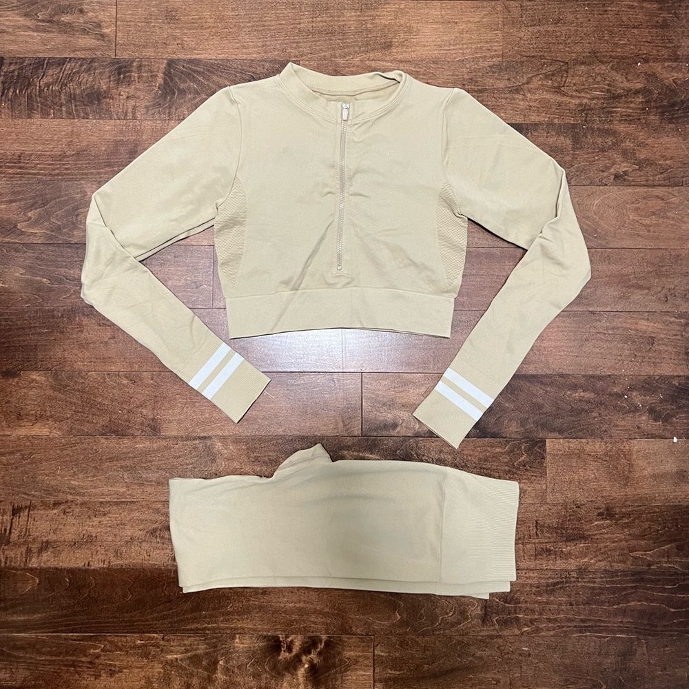 Seamless Two Piece Set In Khaki